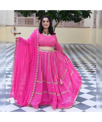 Cerise Pink Mirror Work Lehenga Set 2