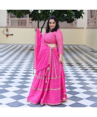 Cerise Pink Mirror Work Lehenga Set 3