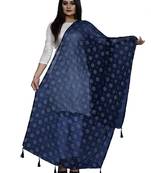 Navy Blue Nazmeen Foil Printed Chunnis & DupattasDupatta (2.25 Meter)
