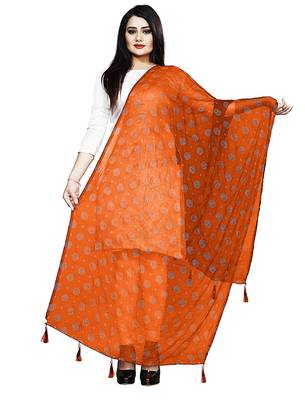 Orange Nazmeen Foil Printed Chunnis & DupattasDupatta (2.25 Meter) 1