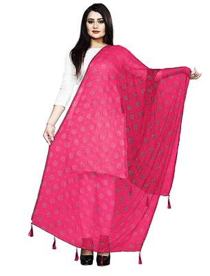 Pink Nazmeen Foil Printed Chunnis & DupattasDupatta (2.25 Meter) 1