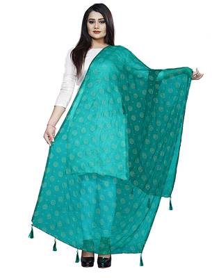Teal Green Nazmeen Foil Printed Chunnis & DupattasDupatta (2.25 Meter) 1