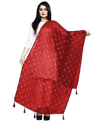 Red Nazmeen Foil Printed Chunnis & DupattasDupatta (2.25 Meter) 1