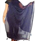 Navy Blue Chiffon Due Drop Foil Chunnis & DupattasDupatta (2.25 Meter)