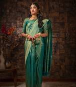  Bridal Faux Kanchipuram WOVEN SILK BLEND Saree