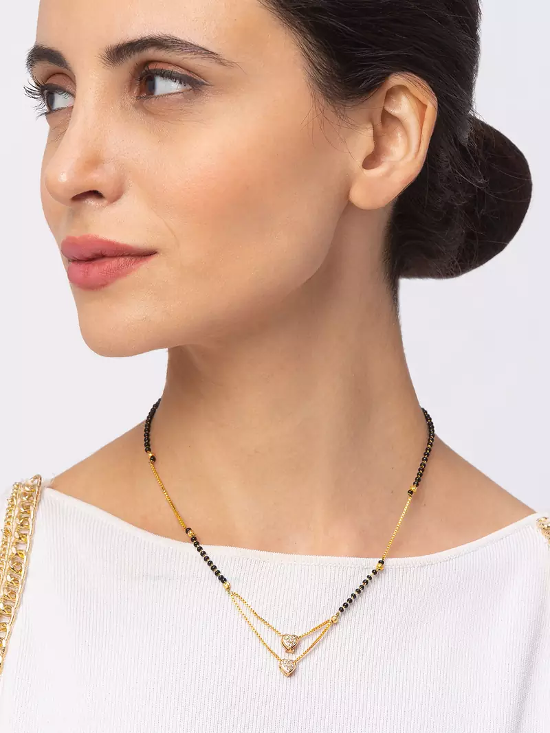 White cubic zirconia mangalsutra