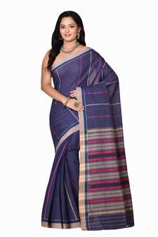 Indigo woven cotton saree 