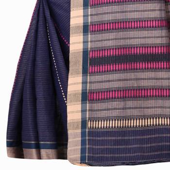 Indigo woven cotton saree  3