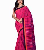 Pink woven cotton saree 