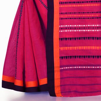 Pink woven cotton saree  3