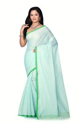 Sky blue woven cotton saree  1