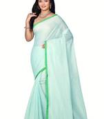 Sky blue woven cotton saree 
