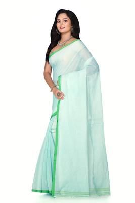 Sky blue woven cotton saree  2