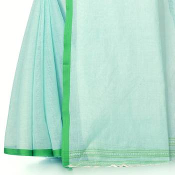 Sky blue woven cotton saree  3