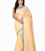Beige woven cotton saree 