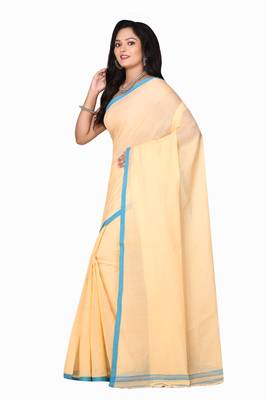 Beige woven cotton saree  2