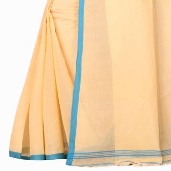 Beige woven cotton saree  3