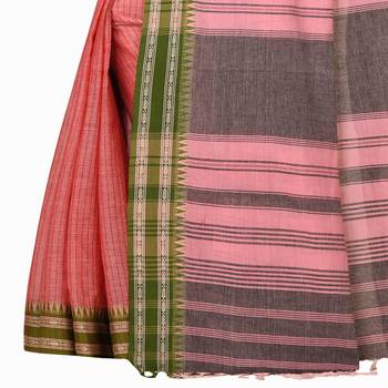 Red woven cotton saree  3