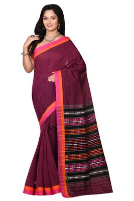 Magenta woven cotton saree  1