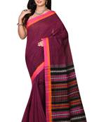 Magenta woven cotton saree 