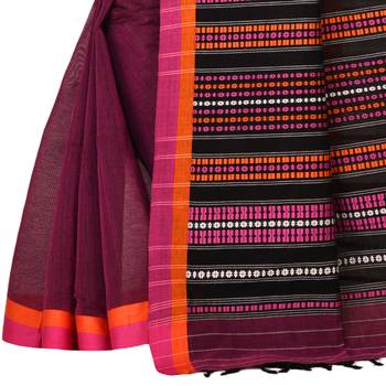 Magenta woven cotton saree  3