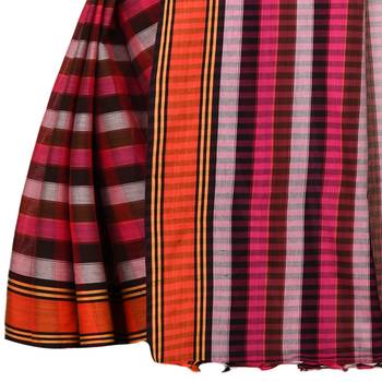 Multicolor woven cotton saree  3