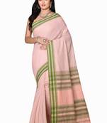 Peach woven cotton saree 
