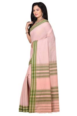 Peach woven cotton saree  2