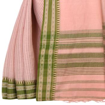 Peach woven cotton saree  3