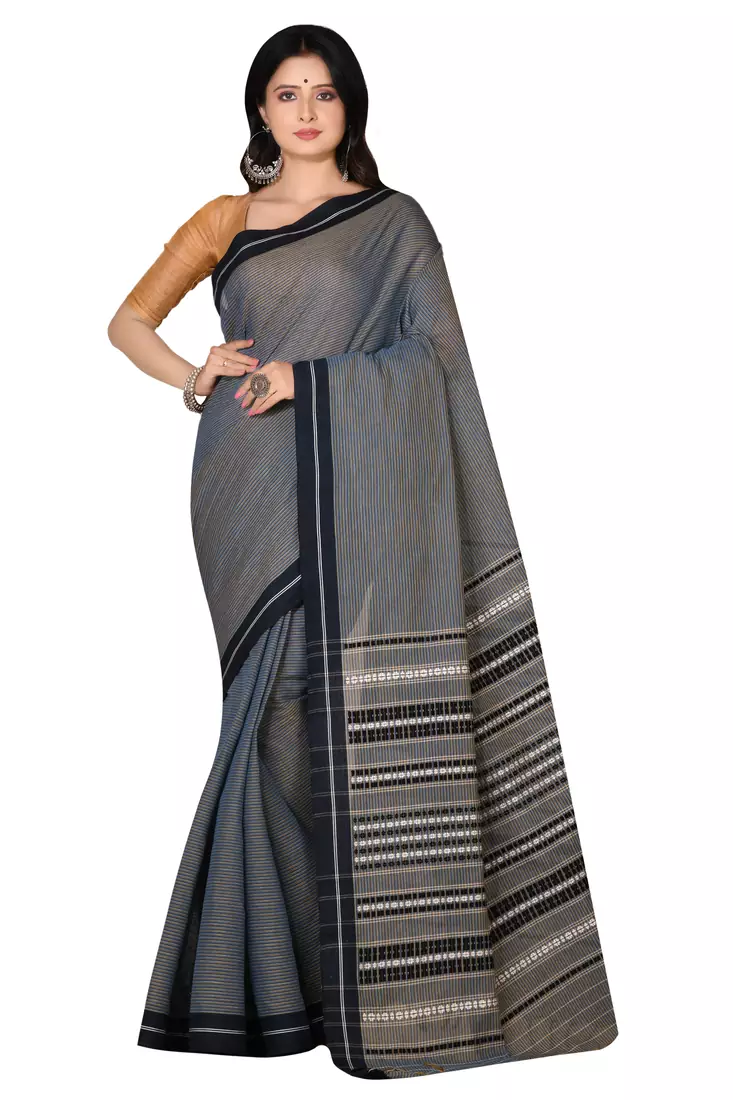 Grey woven cotton saree 