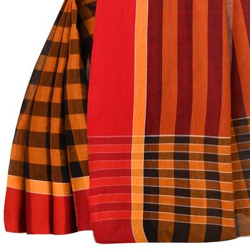 Multicolor woven cotton saree  3