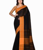 Black woven cotton saree 