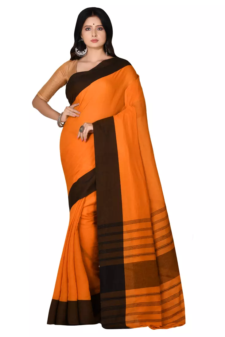 Mustard woven cotton saree 