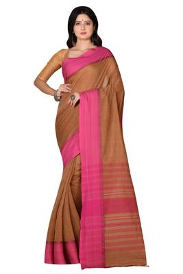 Brown woven cotton saree  1