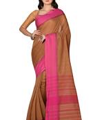 Brown woven cotton saree 