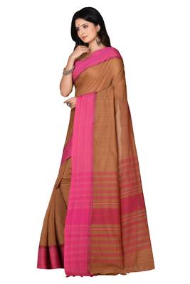 Brown woven cotton saree  2