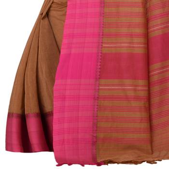 Brown woven cotton saree  3
