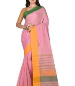 Pink woven cotton saree 