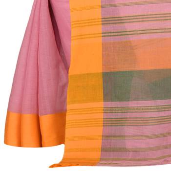 Pink woven cotton saree  3
