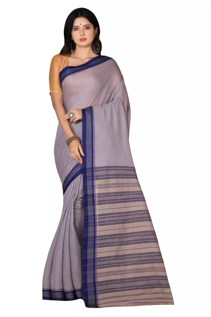Grey woven cotton saree 