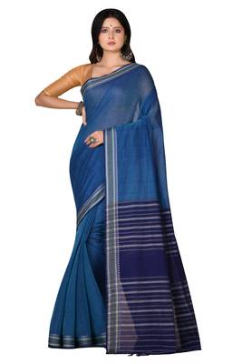Blue woven cotton saree  1