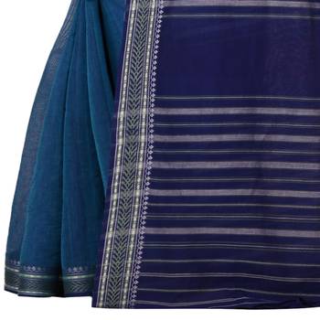 Blue woven cotton saree  3