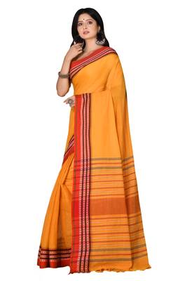Mustard woven cotton saree  2