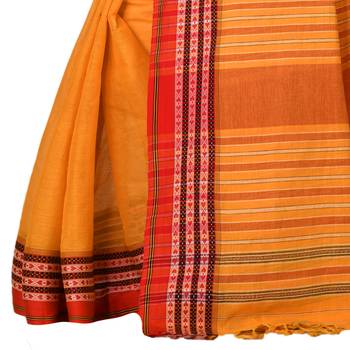 Mustard woven cotton saree  3