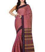 Pink woven cotton saree 