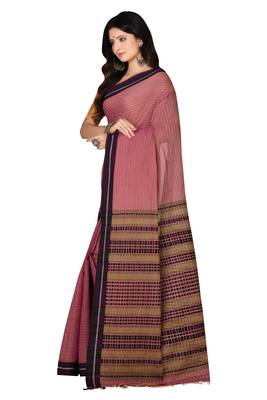 Pink woven cotton saree  2