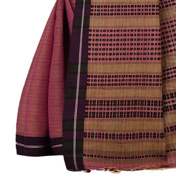Pink woven cotton saree  3