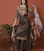 Brown digital print cotton salwar