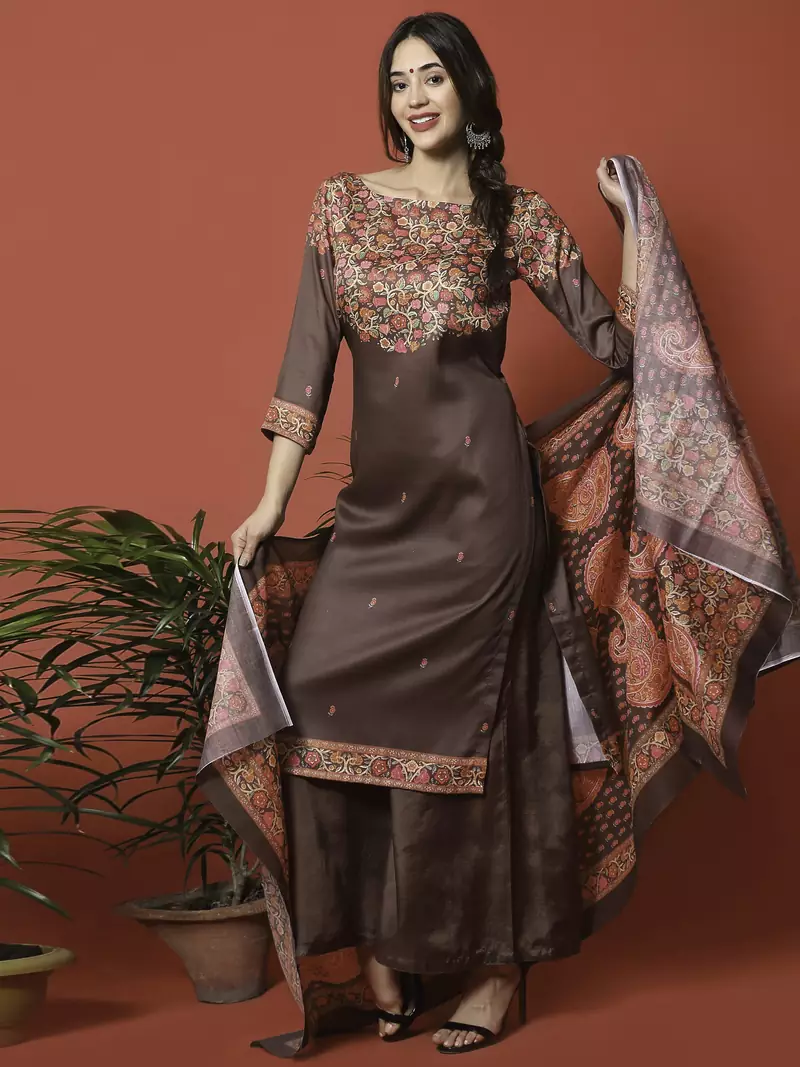 Brown digital print cotton salwar