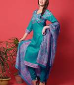 Teal digital print cotton salwar